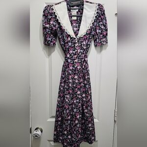 Jodi Michaels 80s Vintage Dress with Lace Collar